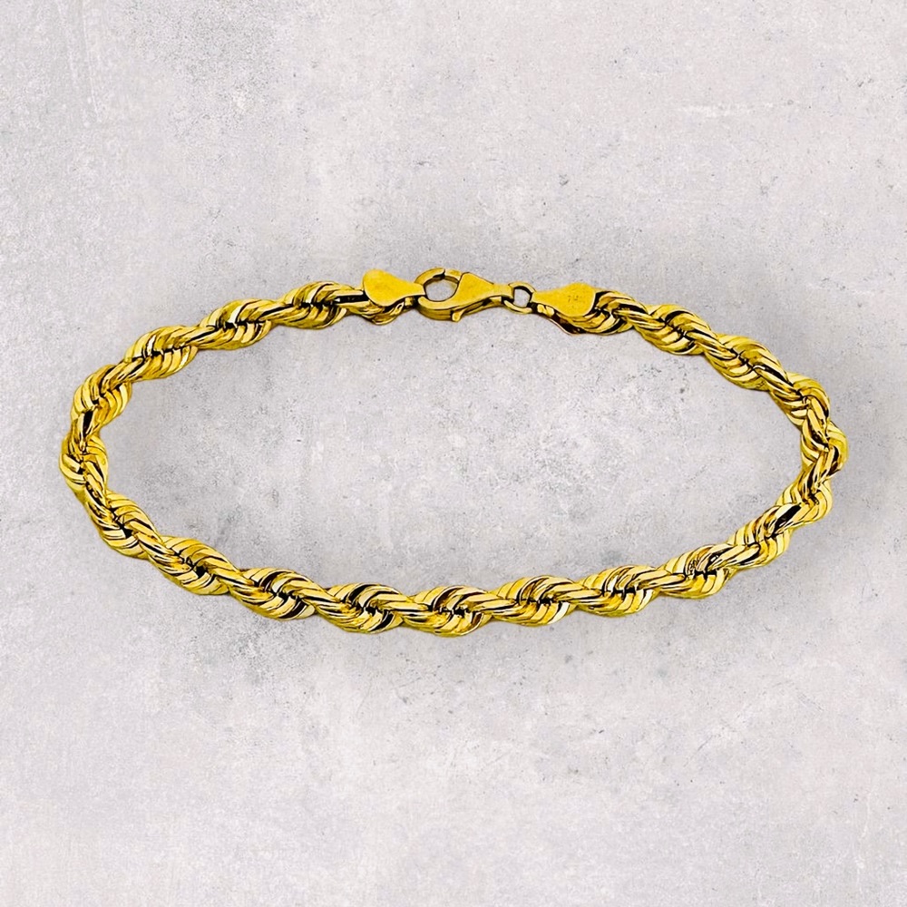 14K Solid Yellow Gold Rope Bracelet